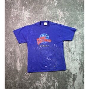 Vtg Planet Hollywood Walt Disney World Shirt Mens Large 1991 Made in USA Blue